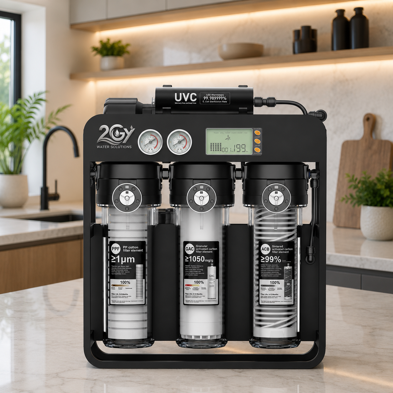 2GY 8-Stage Tankless Reverse Osmosis Water Purifier – 75GPD