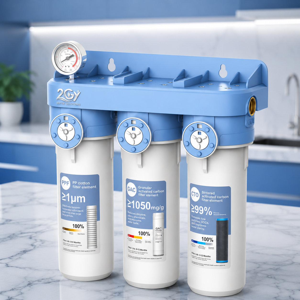 2GY 3-Stage Whole House Water Filtration System
