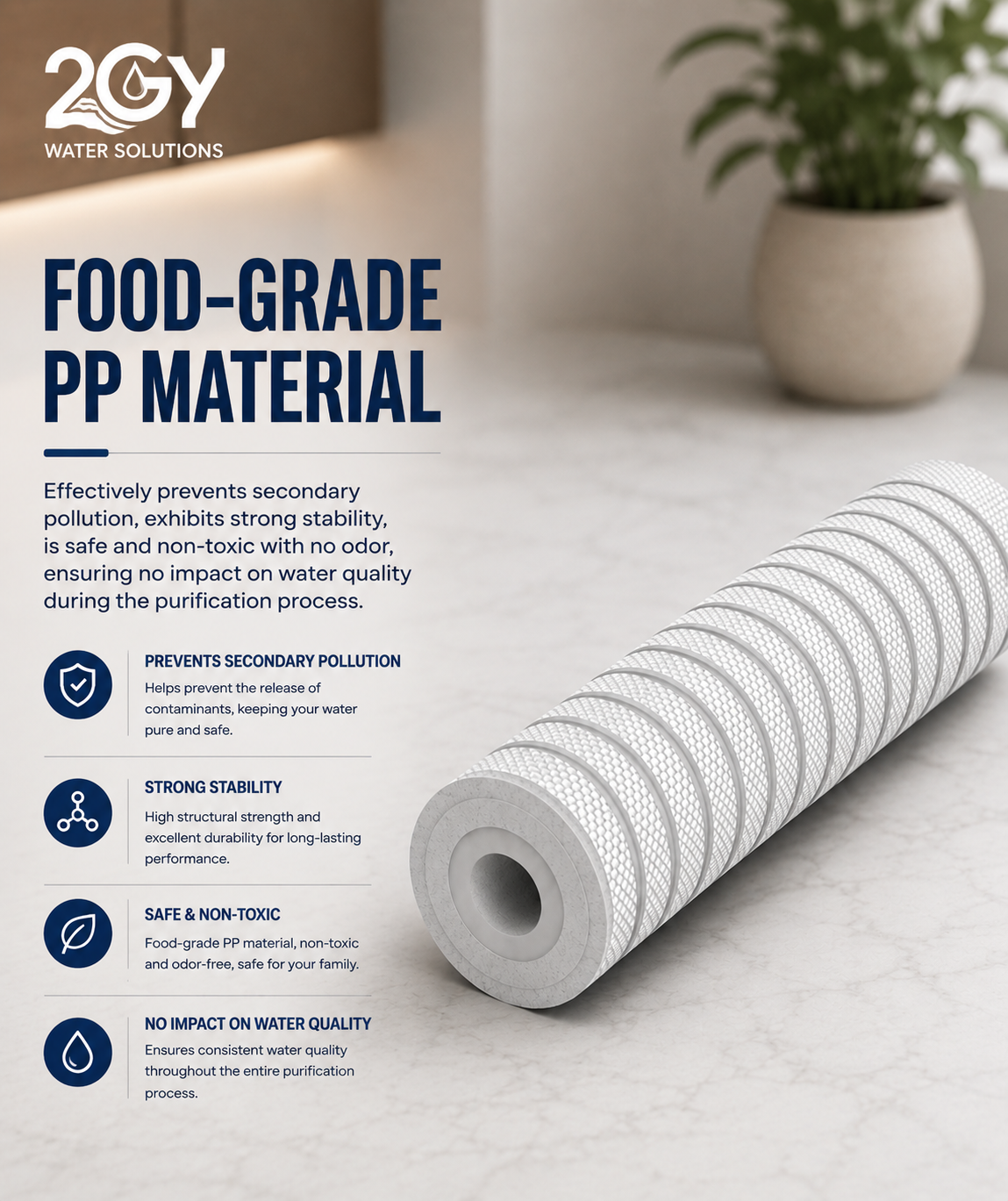 10" Activated Carbon PP Sediment Filter Cartridge – 1 Micron