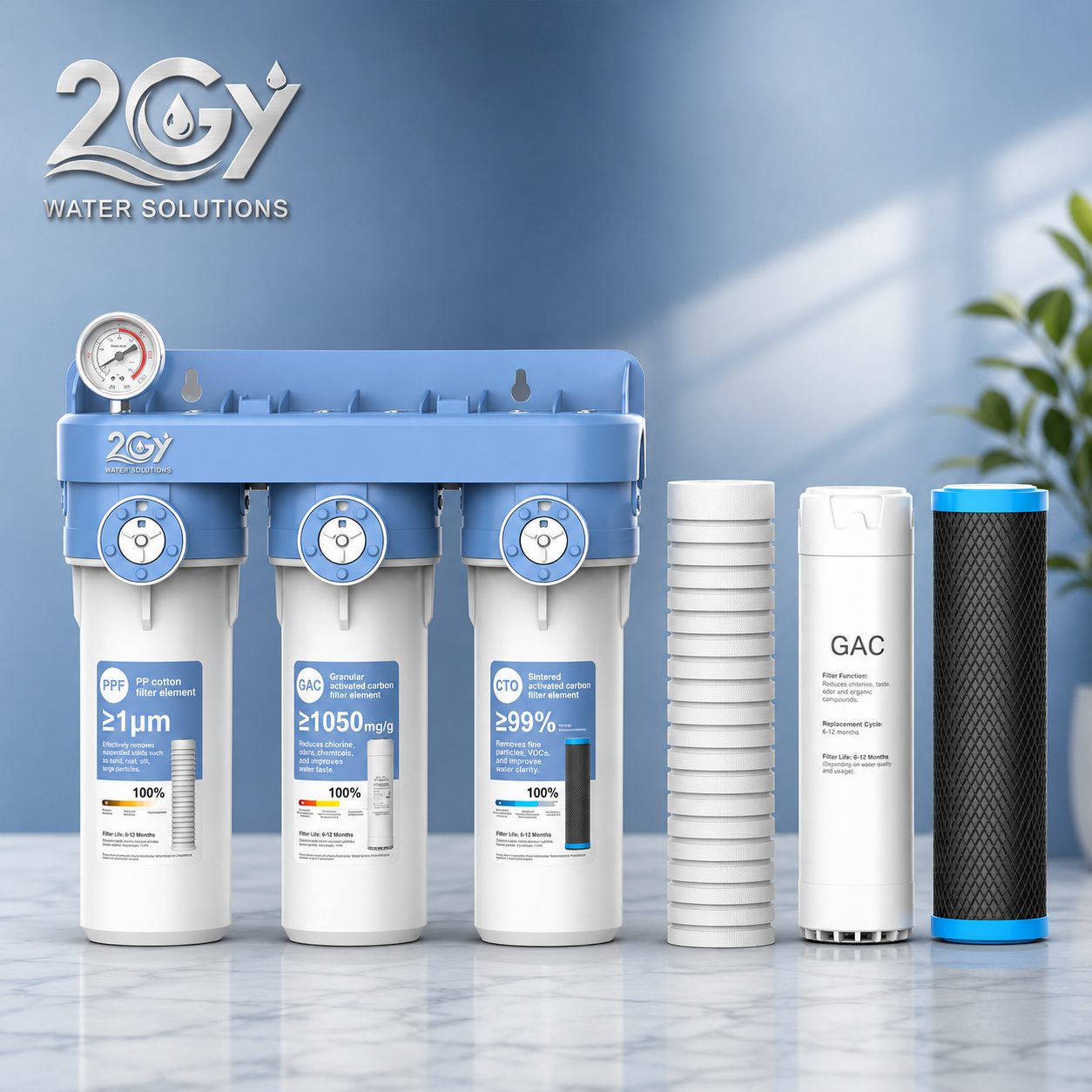 2GY 3-Stage Whole House Water Filtration System