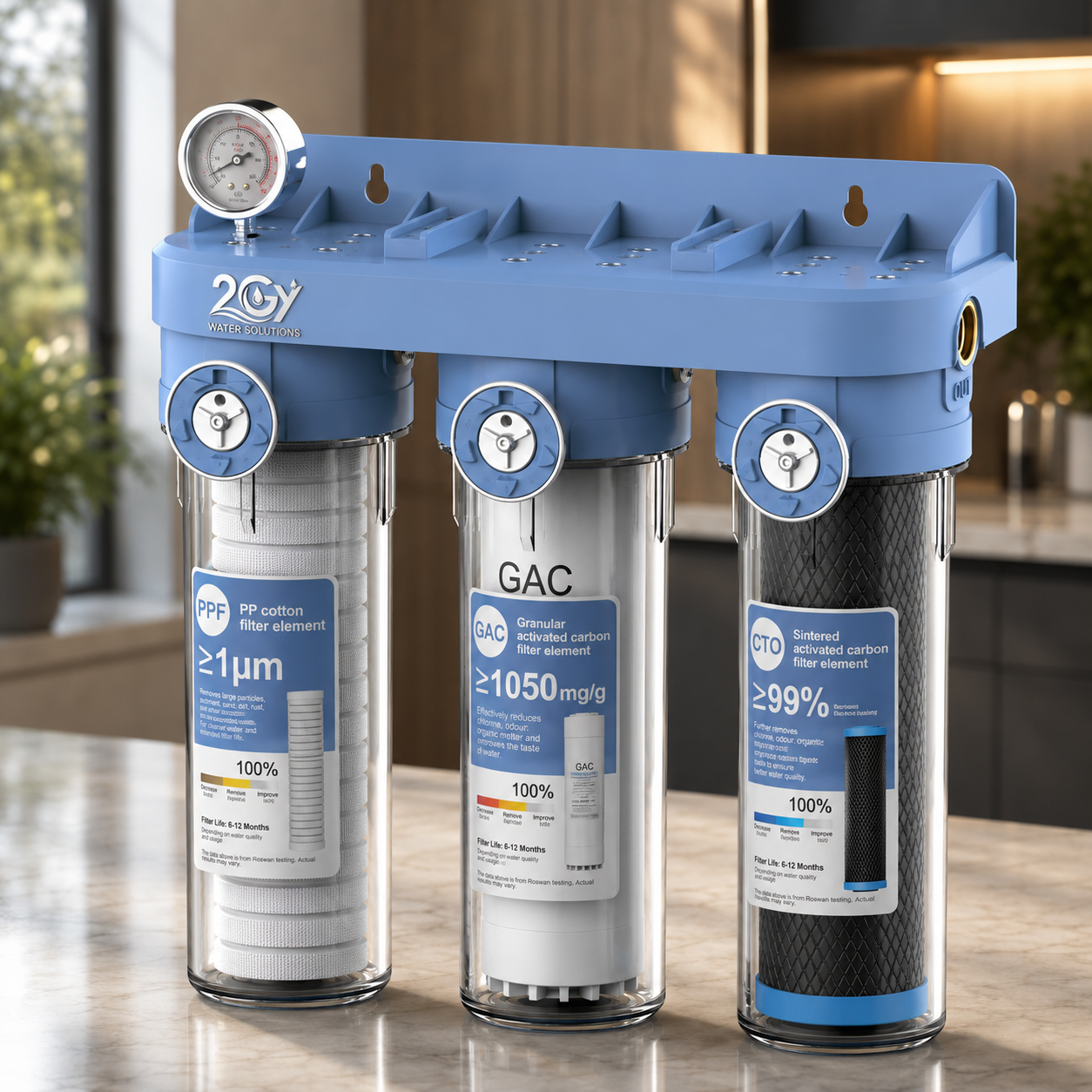 2GY 3-Stage Whole House Water Filtration System